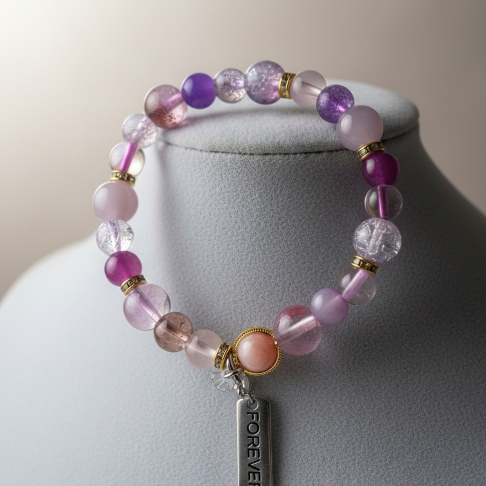 Elegant Purple and Pink Beaded Bracelet